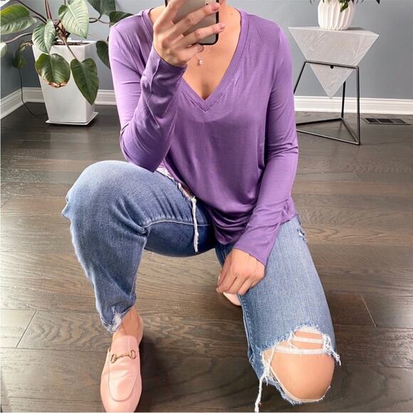 Zenana Long Sleeve Purple Relaxed Blouse Size XL - Picture 4 of 6